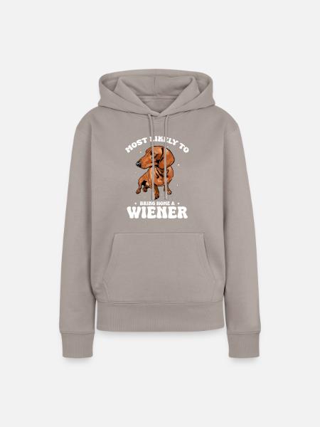 Dackel Sprüche Wiener - Frauen Premium Bio Hoodie - Taupe