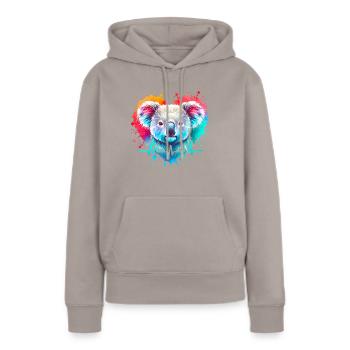 Koala Cardio - Frauen Premium Bio Hoodie - Taupe - Vorne - Julia (174cm)