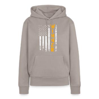 Gewinner Winner - Frauen Premium Bio Hoodie - Taupe - Vorne - Julia (174cm)