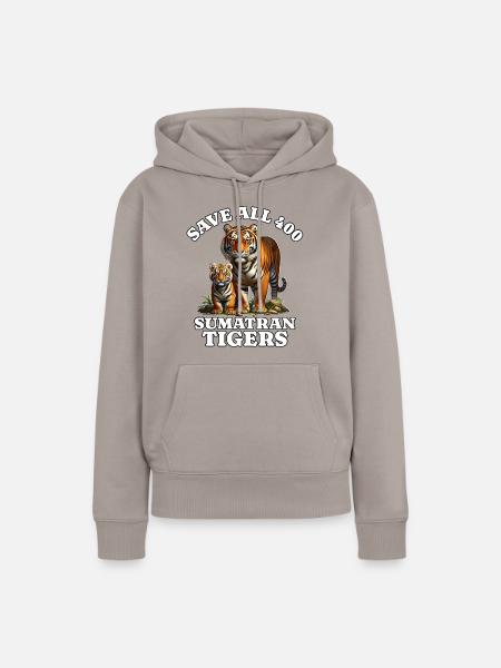 Save Sumatra Tiger - Frauen Premium Bio Hoodie - Taupe