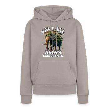 Sauvez l’éléphant d’Asie - Sweat à capuche Premium bio Femme - taupe - Devant - Julia (174cm)
