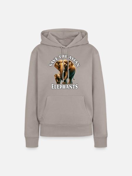 Asiatischer Elefant - Frauen Premium Bio Hoodie - Taupe