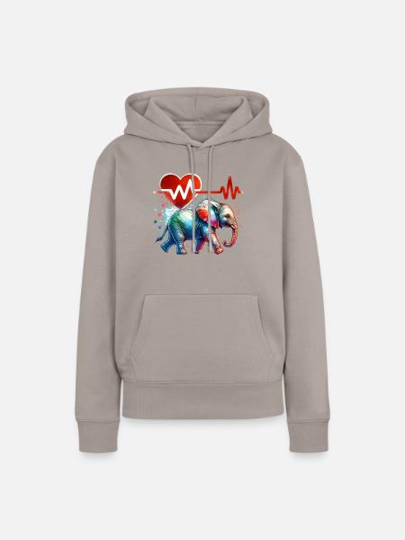 Zwergelefant EKG - Frauen Premium Bio Hoodie - Taupe