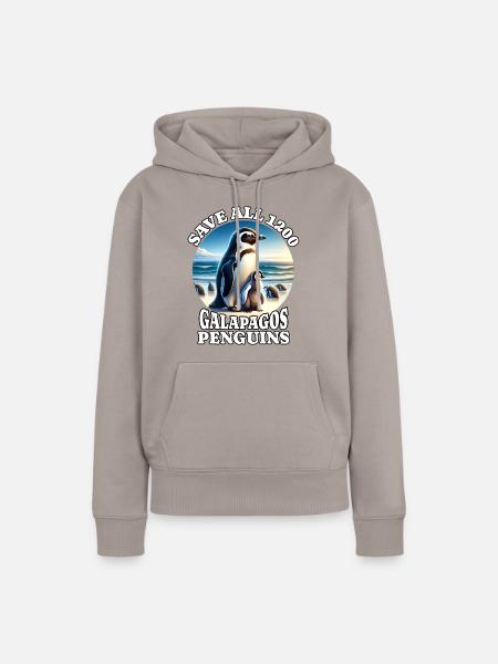 Save Galapagos Pinguin - Frauen Premium Bio Hoodie - Taupe