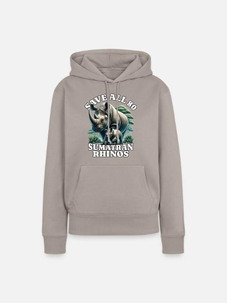 Save Rhino Nashorn - Frauen Premium Bio Hoodie - Taupe