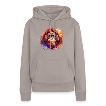 Orang Utan - Frauen Premium Bio Hoodie - Taupe - Vorne - Julia (174cm)