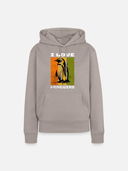 Penguin Pinguin - Frauen Premium Bio Hoodie - Taupe