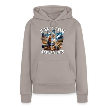 Chat Chat des Andes - Sweat à capuche Premium bio Femme - taupe - Devant - Julia (174cm)