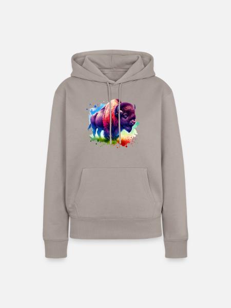 Bison Büffel - Frauen Premium Bio Hoodie - Taupe
