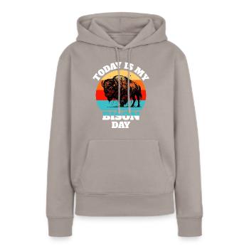 Bison de bison - Sweat à capuche Premium bio Femme - taupe - Devant - Julia (174cm)
