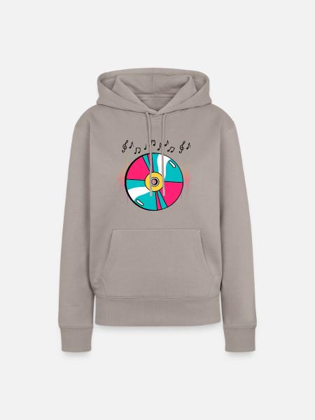 CD mit Musiknoten T-Shirt - Frauen Premium Bio Hoodie - Taupe