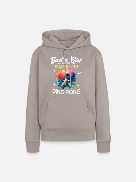 Ping Pong Mädchen - Frauen Premium Bio Hoodie - Taupe