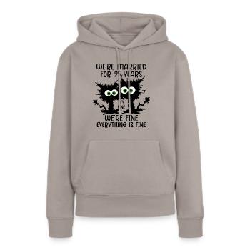 25 ans marié argent noces cadeau d’anniversaire - Sweat à capuche Premium bio Femme - taupe - Devant - Julia (174cm)