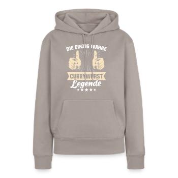 Dictons de Currywurst - Sweat à capuche Premium bio Femme - taupe - Devant - Julia (174cm)
