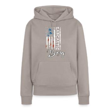 Sarkastischer Junge - Frauen Premium Bio Hoodie - Taupe - Vorne - Julia (174cm)