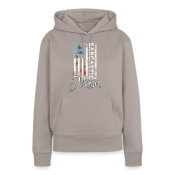 Sarkastische Mama - Frauen Premium Bio Hoodie - Taupe - Vorne - Julia (174cm)