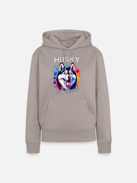 Schlittenhund Flüsterer Husky - Frauen Premium Bio Hoodie - Taupe