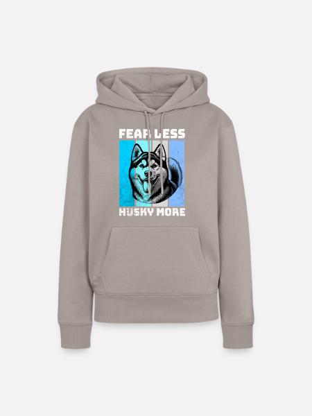 Husky Schlittenhund - Frauen Premium Bio Hoodie - Taupe