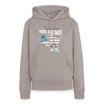 Modèle réduit de chemin de fer US - Sweat à capuche Premium bio Femme - taupe - Devant - Julia (174cm)