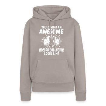 Collectionneur de disques - Sweat à capuche Premium bio Femme - taupe - Devant - Julia (174cm)
