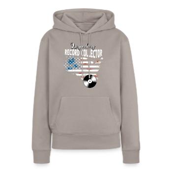 Collectionneur de disques US - Sweat à capuche Premium bio Femme - taupe - Devant - Julia (174cm)