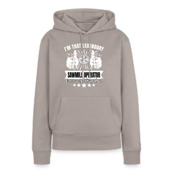 Légende légendaire de l’ouvrier de scierie - Sweat à capuche Premium bio Femme - taupe - Devant - Julia (174cm)