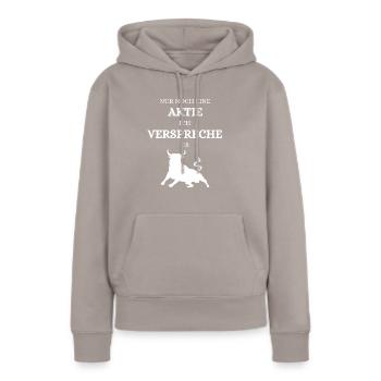 EINE Eine Aktie Bulle vs Bär I Aktien Börse Stock - Frauen Premium Bio Hoodie - Taupe - Vorne - Julia (174cm)