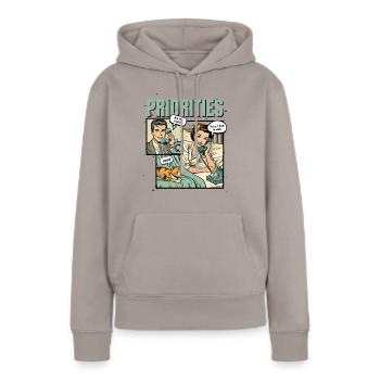 Katzenliebhaberin Priorität Katzen Mama Lustig - Frauen Premium Bio Hoodie - Taupe - Vorne - Julia (174cm)