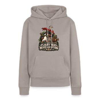Flight Was Never An Option Vogel Abenteuer Humor - Frauen Premium Bio Hoodie - Taupe - Vorne - Julia (174cm)