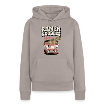 Nouilles Ramen - Idée cadeau Cuisine Asiatique - Sweat à capuche Premium bio Femme - taupe - Devant - Julia (174cm)