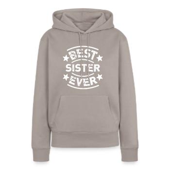 Prix de la meilleure sœur de tous les temps - Sweat à capuche Premium bio Femme - taupe - Devant - Julia (174cm)