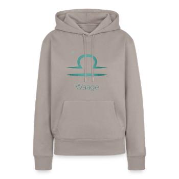 Sternzeichen Waage - Frauen Premium Bio Hoodie - Taupe - Vorne - Julia (174cm)