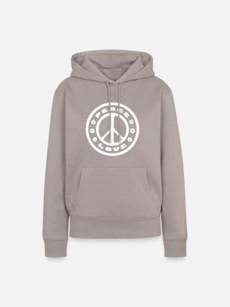 PEACE & LOVE - Frauen Premium Bio Hoodie - Taupe