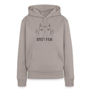 boycott qatar lustiger kater boykott katar - Frauen Premium Bio Hoodie - Taupe - Vorne - Julia (174cm)