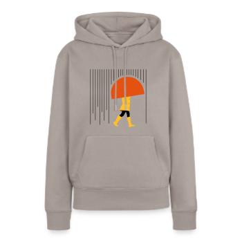 Homme sous la pluie - minime - Sweat à capuche Premium bio Femme - taupe - Devant - Julia (174cm)