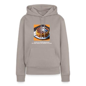 Lustige Bilder / Lustiges Shirt - Waffelspezialist - Frauen Premium Bio Hoodie - Taupe - Vorne - Julia (174cm)