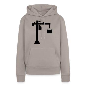 Kran - Frauen Premium Bio Hoodie - Taupe - Vorne - Julia (174cm)
