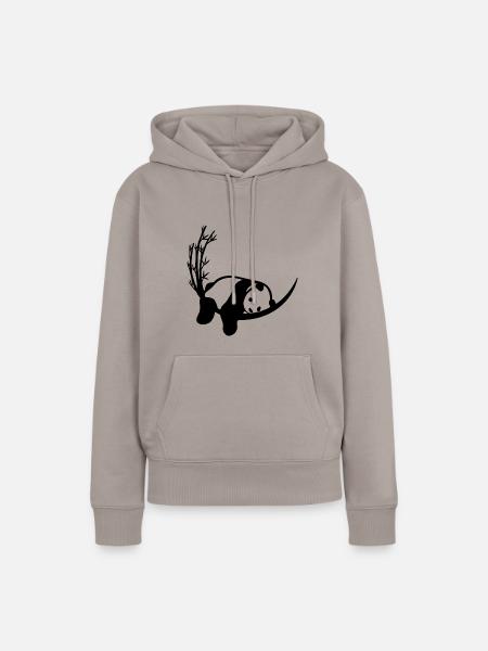 Panda Bambus Chillen - Frauen Premium Bio Hoodie - Taupe