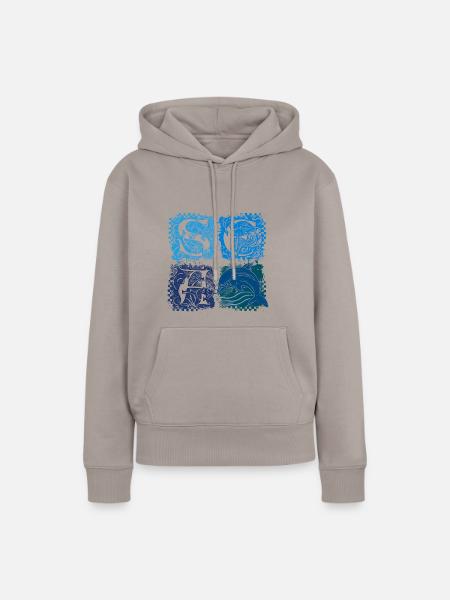 Squares (SEA) - Frauen Premium Bio Hoodie - Taupe