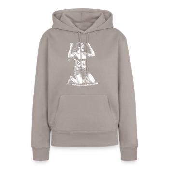 Tor! Frauenfußball Shirt für echte Spielerinnen! - Frauen Premium Bio Hoodie - Taupe - Vorne - Julia (174cm)