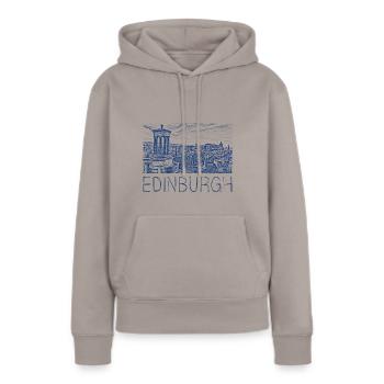 Stiftzeichnung Edinburgh - Frauen Premium Bio Hoodie - Taupe - Vorne - Julia (174cm)