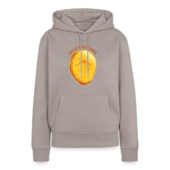 ambre moustique moustique moustique ambre science - Sweat à capuche Premium bio Femme - taupe - Devant - Julia (174cm)