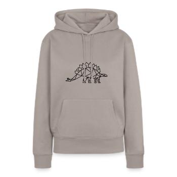 Stegosaurus Géométrie Dino - Sweat à capuche Premium bio Femme - taupe - Devant - Julia (174cm)