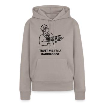 radiologue - Sweat à capuche Premium bio Femme - taupe - Devant - Julia (174cm)