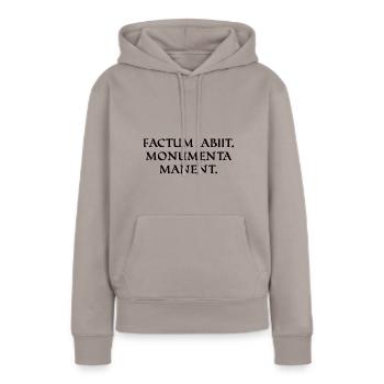 l’acte a disparu mais les monuments sont noirs - Sweat à capuche Premium bio Femme - taupe - Devant - Julia (174cm)