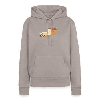 Pain pain pain pain grillé - Sweat à capuche Premium bio Femme - taupe - Devant - Julia (174cm)