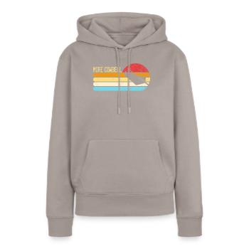 Mehr Kuhglocke lustiger Retro mehr Kuhbell - Frauen Premium Bio Hoodie - Taupe - Vorne - Julia (174cm)
