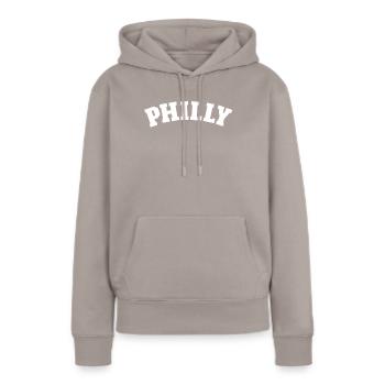 Philly Philadelphia Stolz aus Philadelphia Philly - Frauen Premium Bio Hoodie - Taupe - Vorne - Julia (174cm)