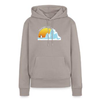 Antarktis Sonnenuntergang war dort Antarktis Urlau - Frauen Premium Bio Hoodie - Taupe - Vorne - Julia (174cm)