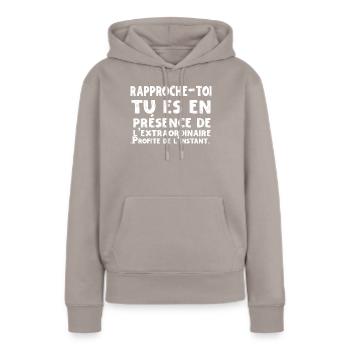 Humour Beauf - Design Amusant pour Homme - Sweat à capuche Premium bio Femme - taupe - Devant - Julia (174cm)